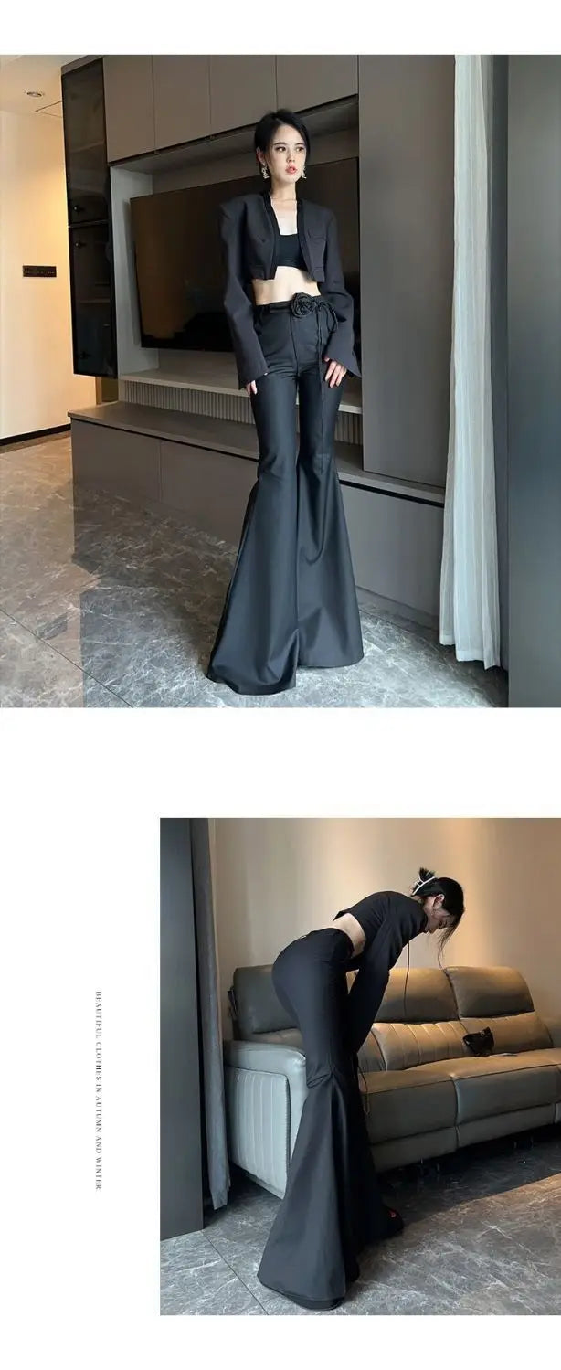 High Waist Bell Bottom Trousers