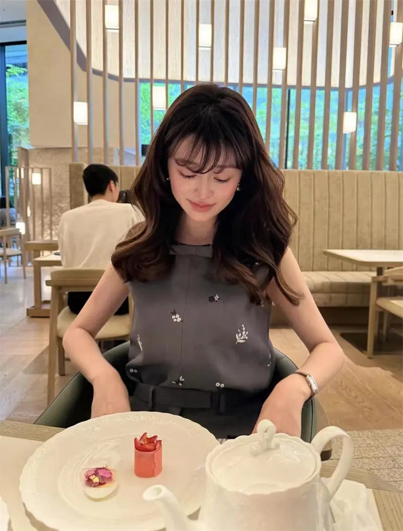 Japanese Sweet Retro Classic Embroidered Vest Vest Shorts Set 2026 Spring Summer New Fashion Commuter Two-piece Set for Women