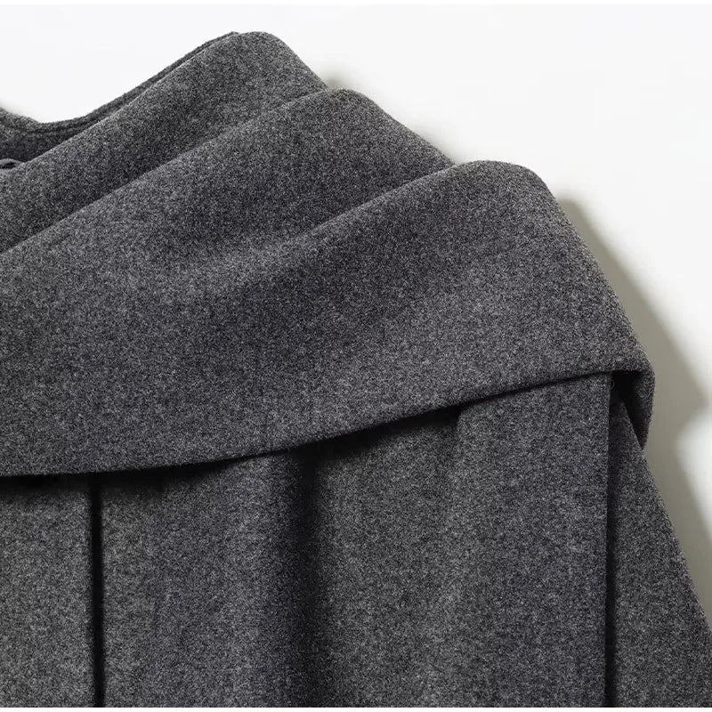 Classic Long Trench Coat With Detachable Scarf for Women