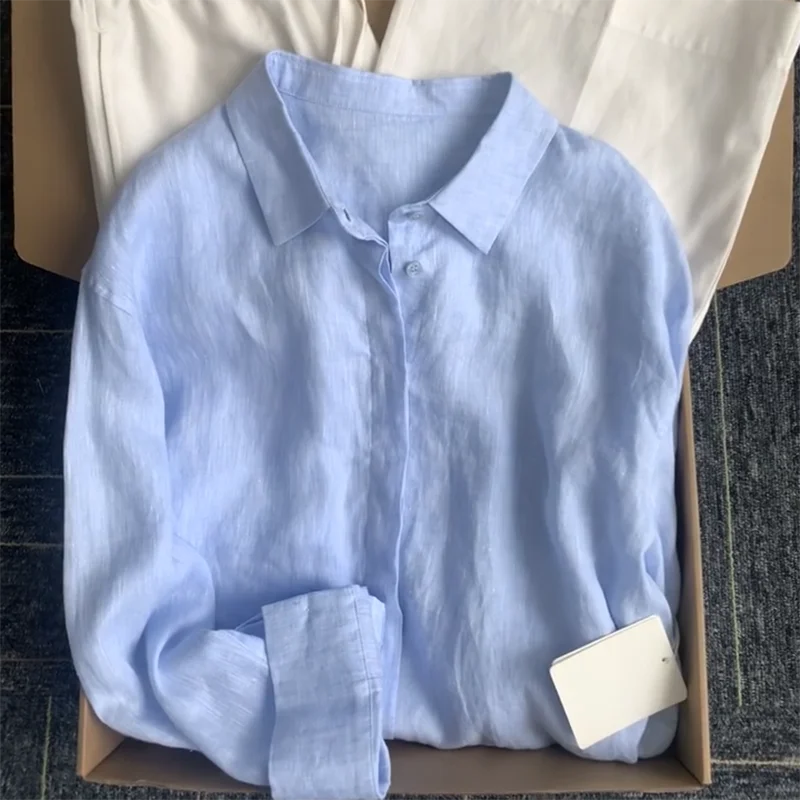 Solid Color V Neck Long Sleeve Casual Blouse for Women