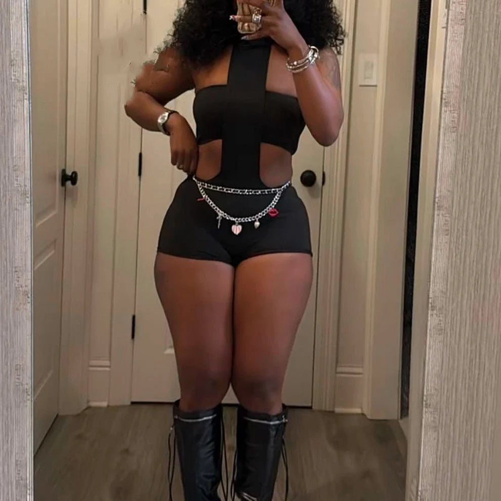 FAGADOER Y2k Sexy Two Piece Outfits Woman Halter Sleeveless Backless Crop Top and Skiny Pants Suits Female Streetwear Clothing
