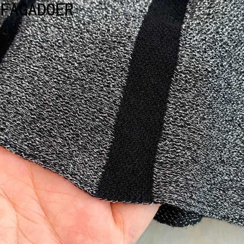 FAGADOER Summer Fashion Knit Bodycon Mini Dresses Women Square Collar Sleeveless Backless High Waist Dress Female Office Vestido
