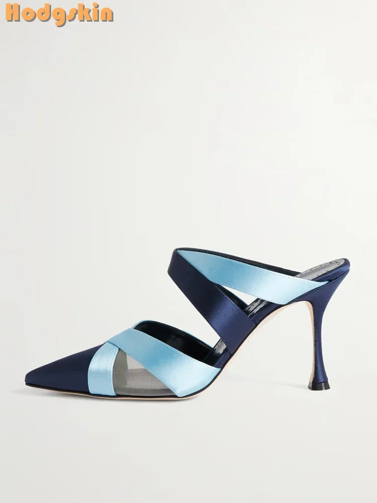 Satin Cross Tie Pointed Toe Stiletto Heels for Women