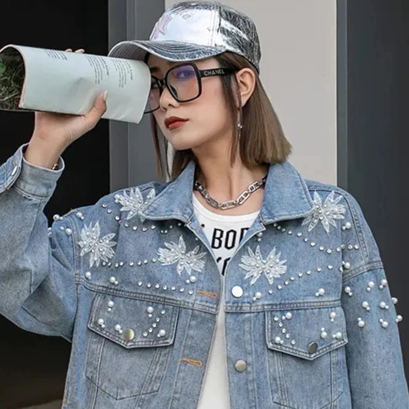 Y2K Beaded Denim Jacket