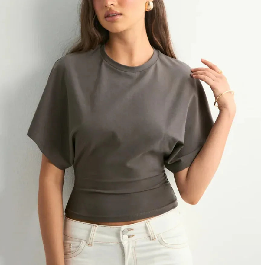Solid Color Round Neck T Shirt