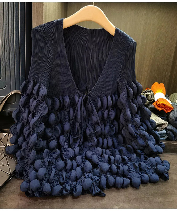 Elegant Lace Up Pleated Long Sleeve Coat for Women