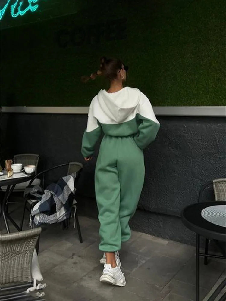 Contrast Color Patchwork Sports Jumpsuit for Women