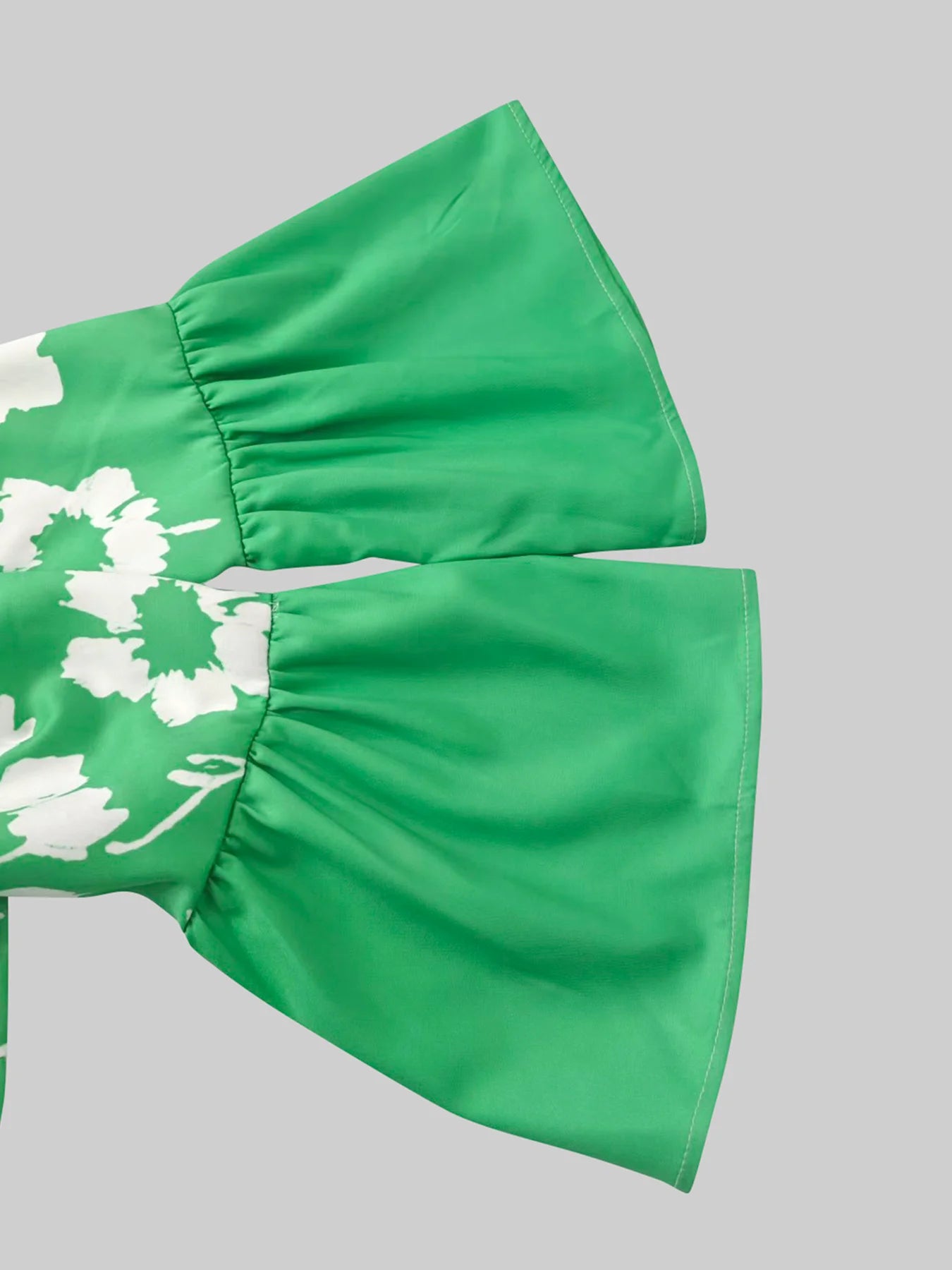 Gymystars Elegant Party Dresses V-Neck Maxi Dresses for Women Fashion Flared Sleeves Flower Print Casual Vacation Green Dresses