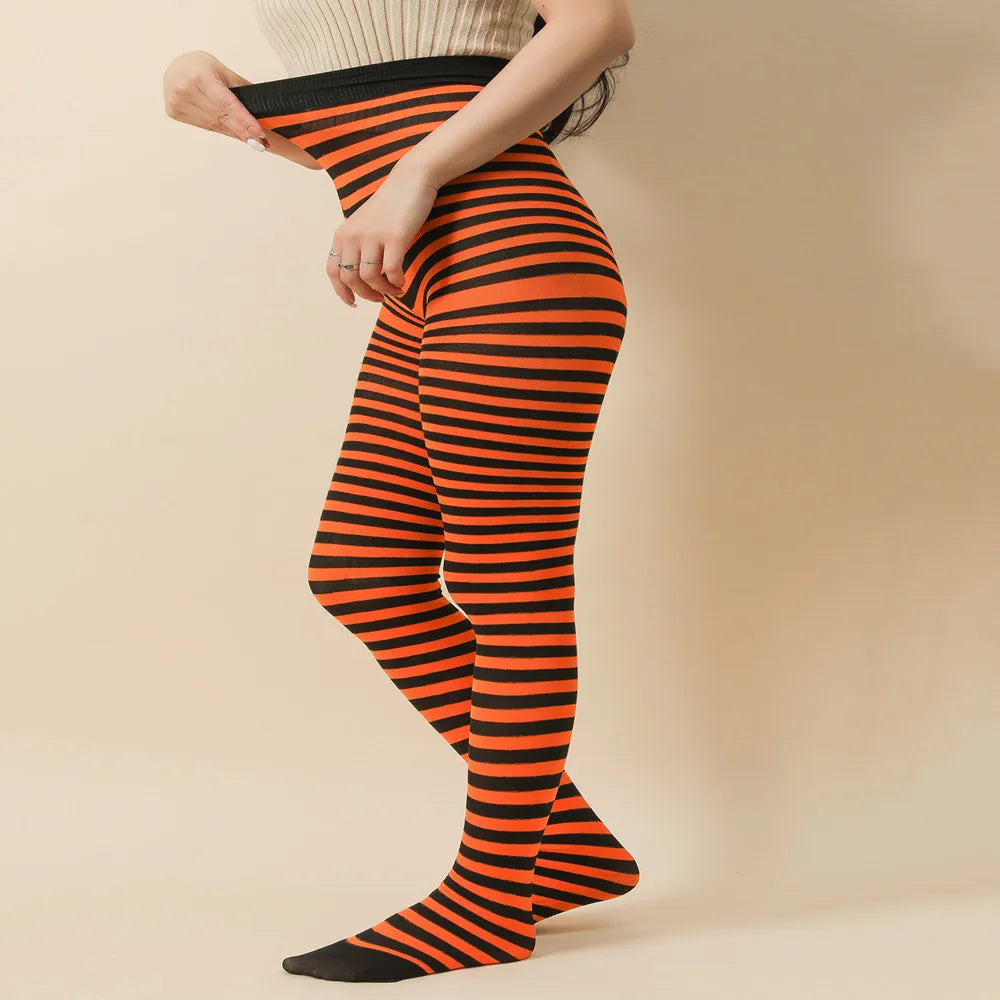 FCCEXIO New Striped Yoga Legging Women Print Goth Style Long Tights Casual Punk Ladies Sport High Waist Workout Elastic Leggings