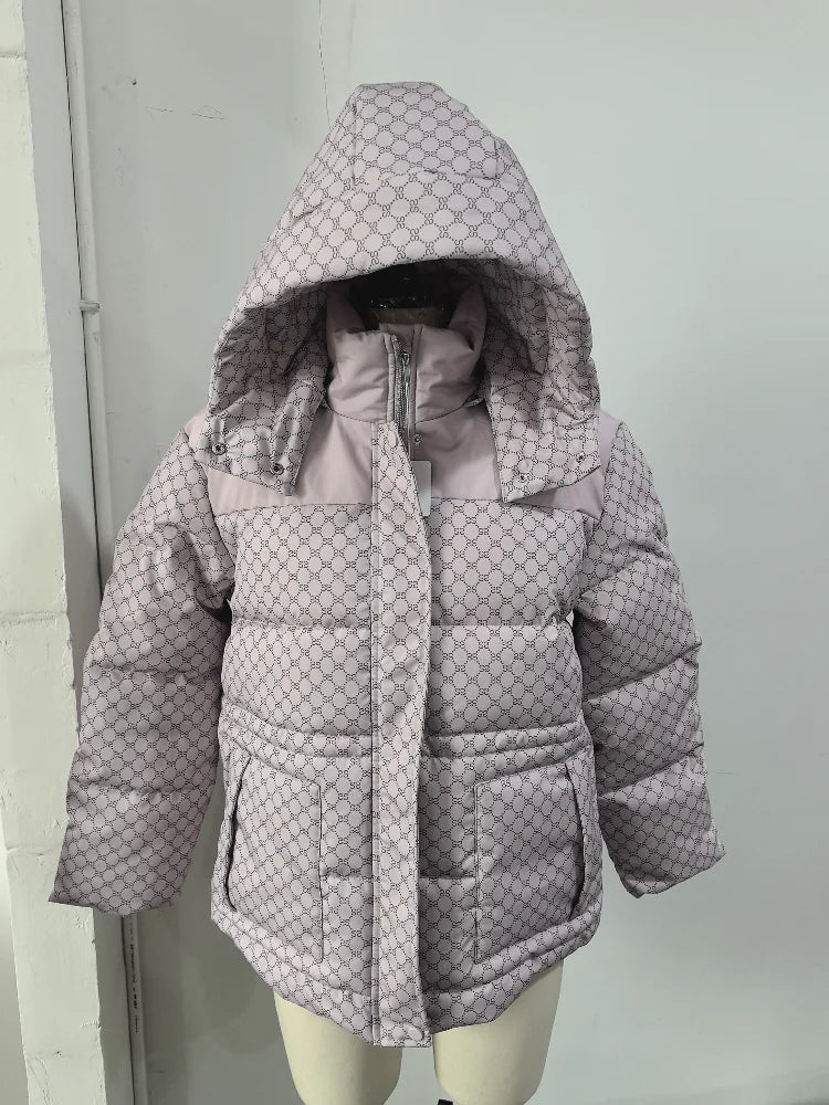 Casual Printed Hooded Cotton Coat With Zipper For Women