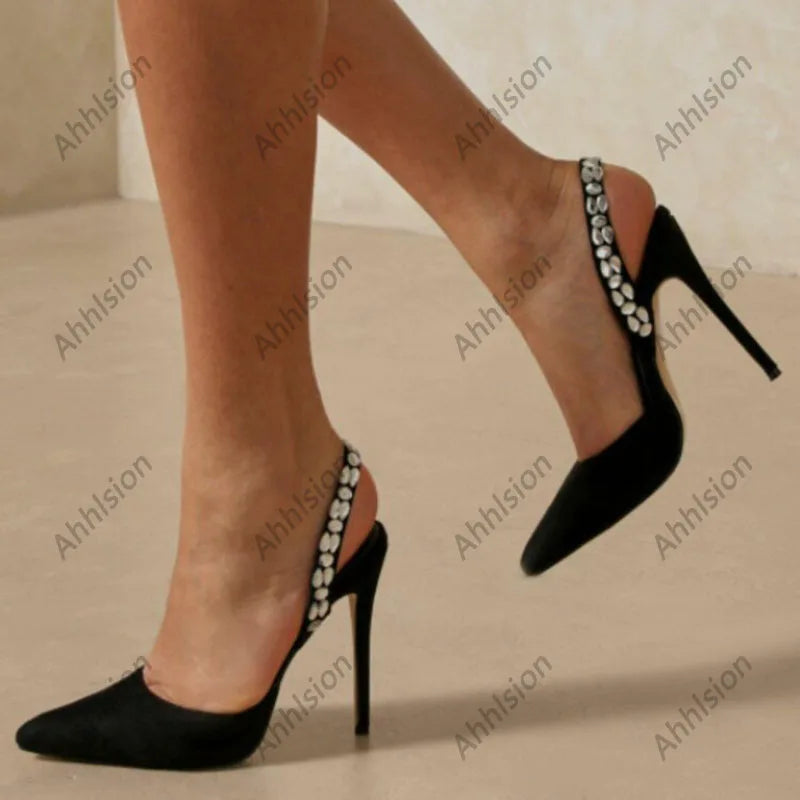 Super High Stiletto Crystal Slingback Sandals for Women