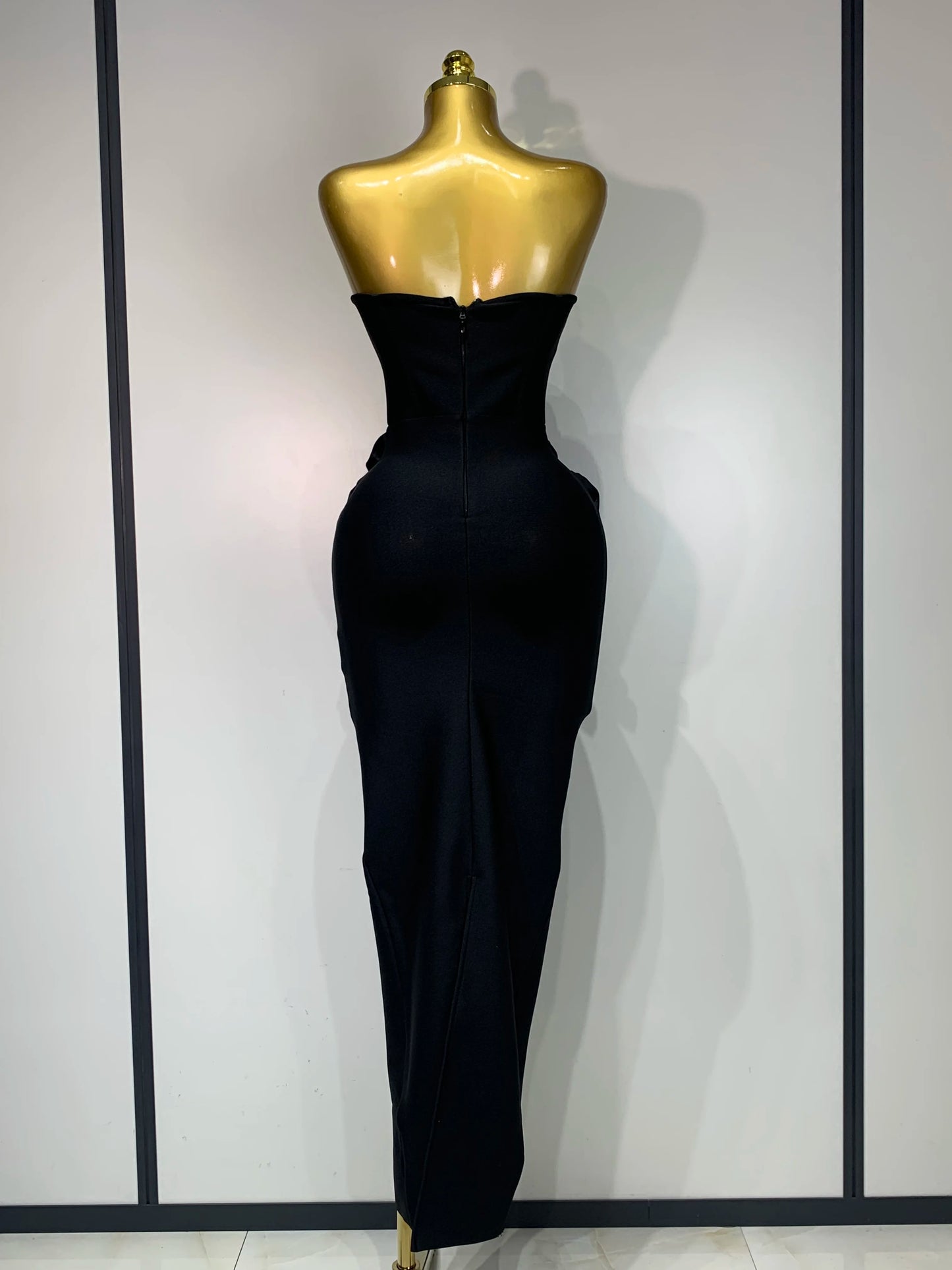 2025 Newest Women Sexy Strapless Backless Red Flower Midi Bandage Dress Celebirty Elegant Evening Club Party Birthday Dresses