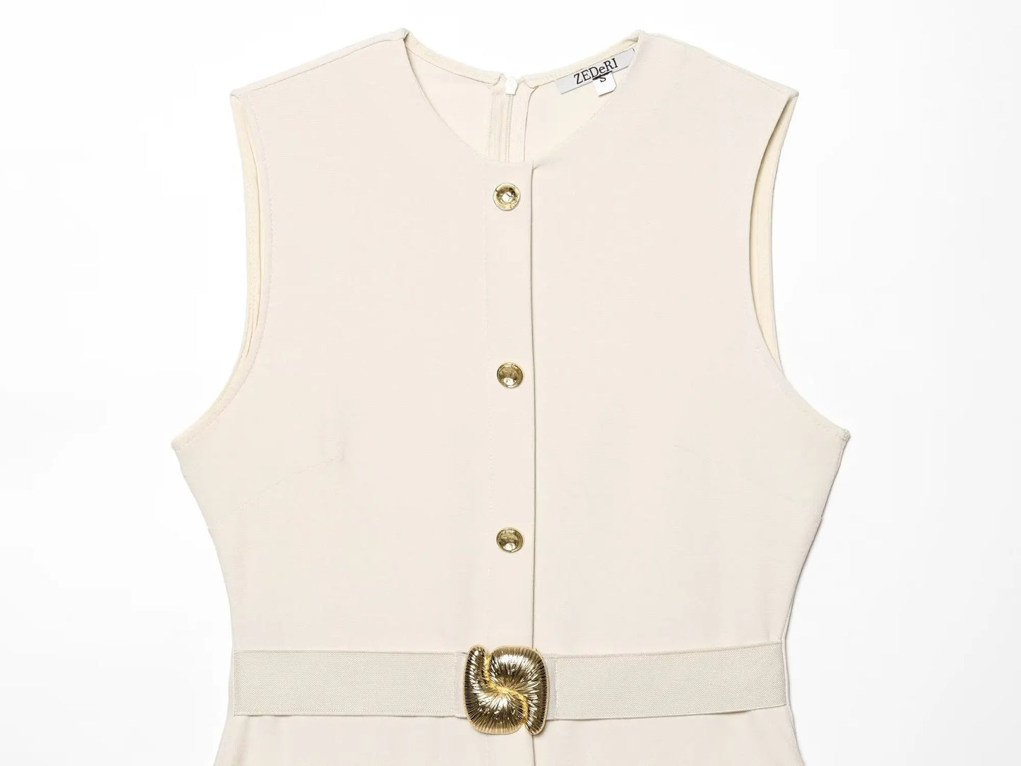 Sleek Belted Round Neck Classic Office Suit Set for Women