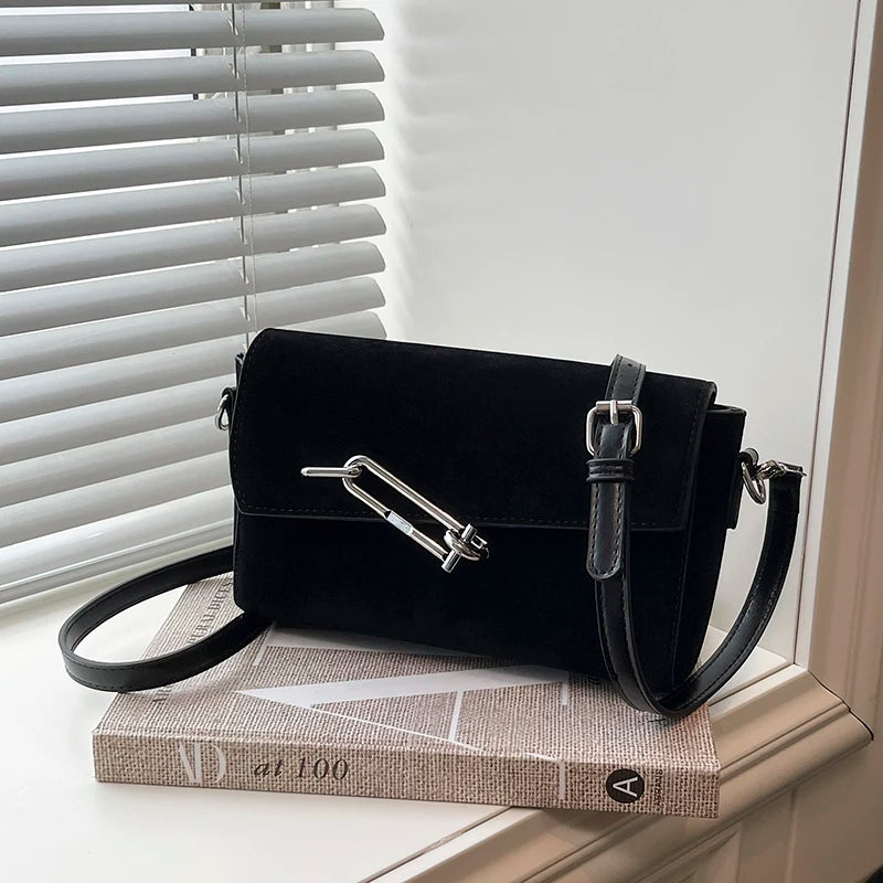 Retro Frosted New Shoulder Bag Women Autumn And Winter Suede High-end Fashion Women's Wallet Versatile Texture Small Square Bag