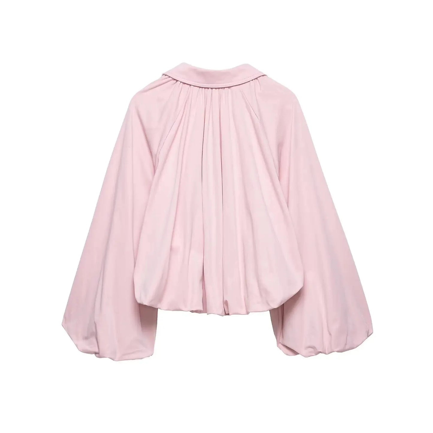 Elegant Solid Bomber Jacket With Puff Sleeves for Women