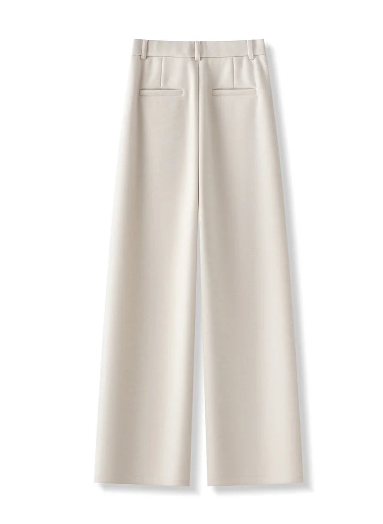 Full Length Textured Woolen Wide Leg Pants For Women