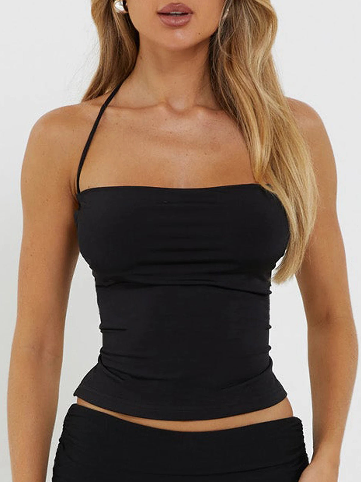 Backless Solid Color Strappy Slim Fit Tank Top for Women