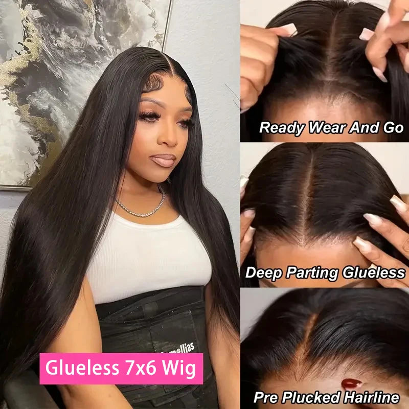 High Density Glueless Straight Lace Front Human Hair Wig for Women