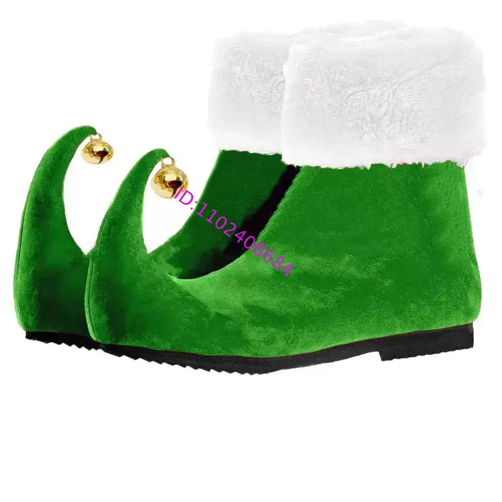 Winter Xmas Bell Snow Boots Halloween Role-Playing Joker Footwear Santa Claus Bell Snow Boots Cartoon Snow Boots Plus Size 48