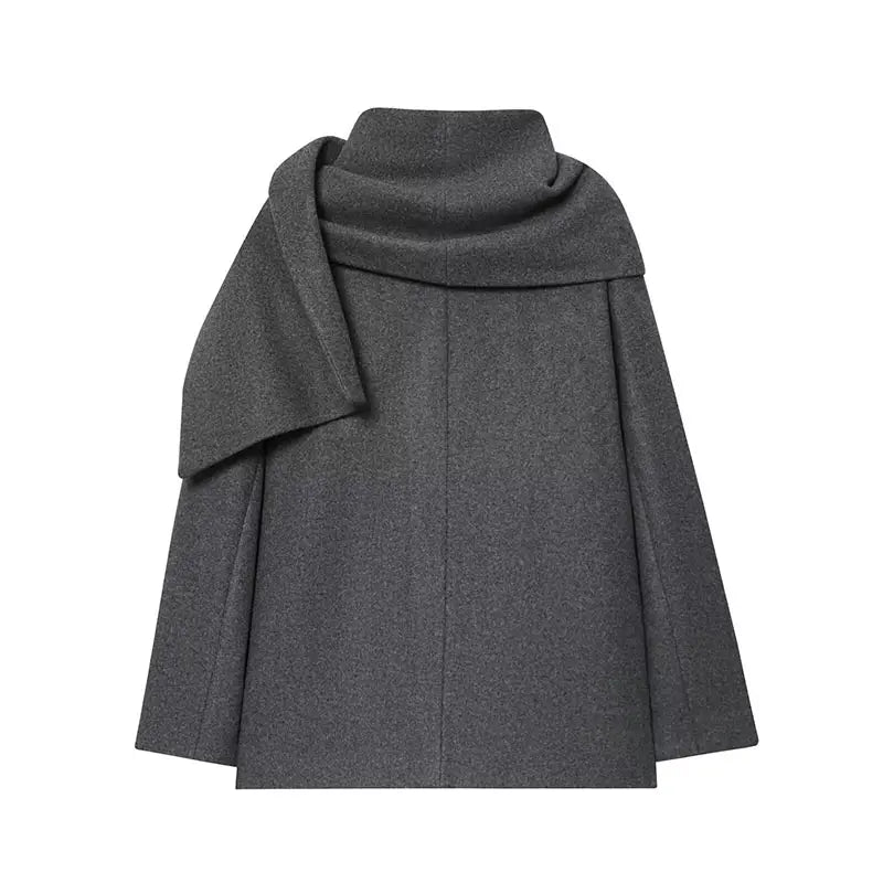Classic Long Trench Coat With Detachable Scarf for Women