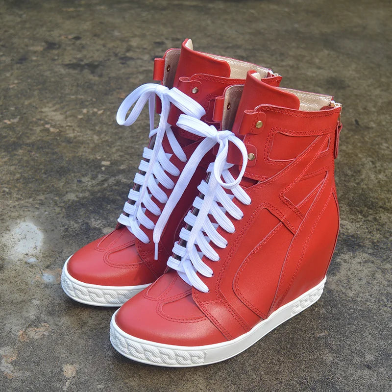 Casual Patchwork Buckle Strap Hollow Out Wedge Ankle Boots for Women