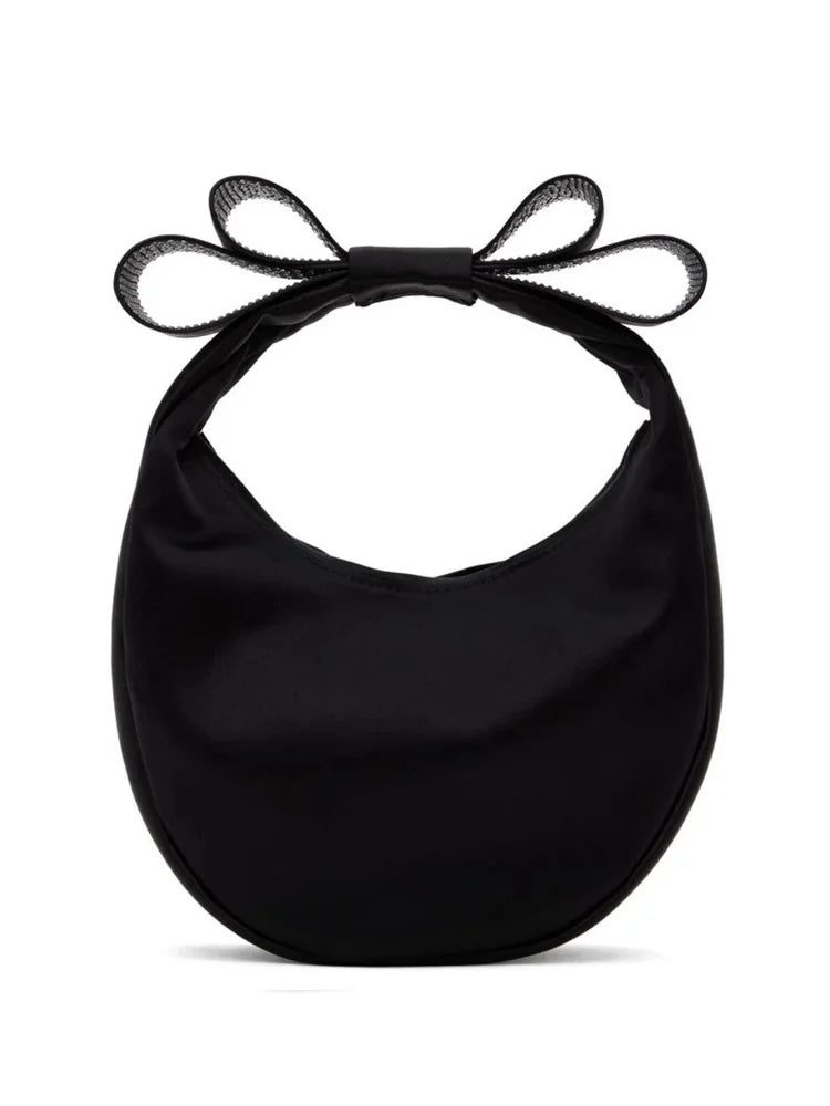 Crescent Bow Satin Handbag