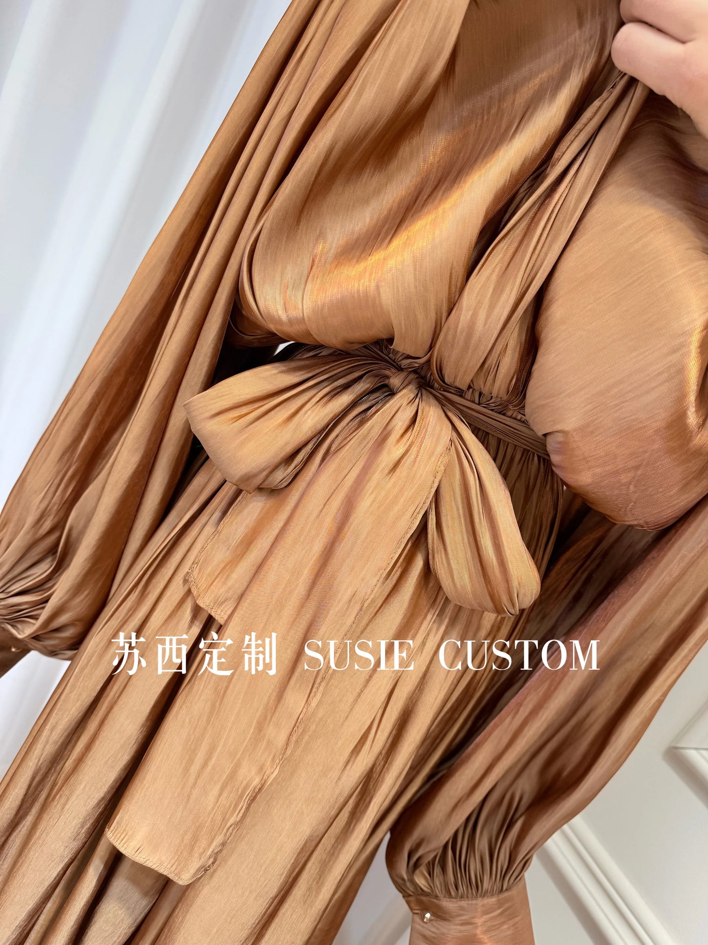 French Retro Palace Stand Collar Pleated Waist Tie Lantern Sleeves Large Swing Long Dress High Waist Elegant Vacation Dress