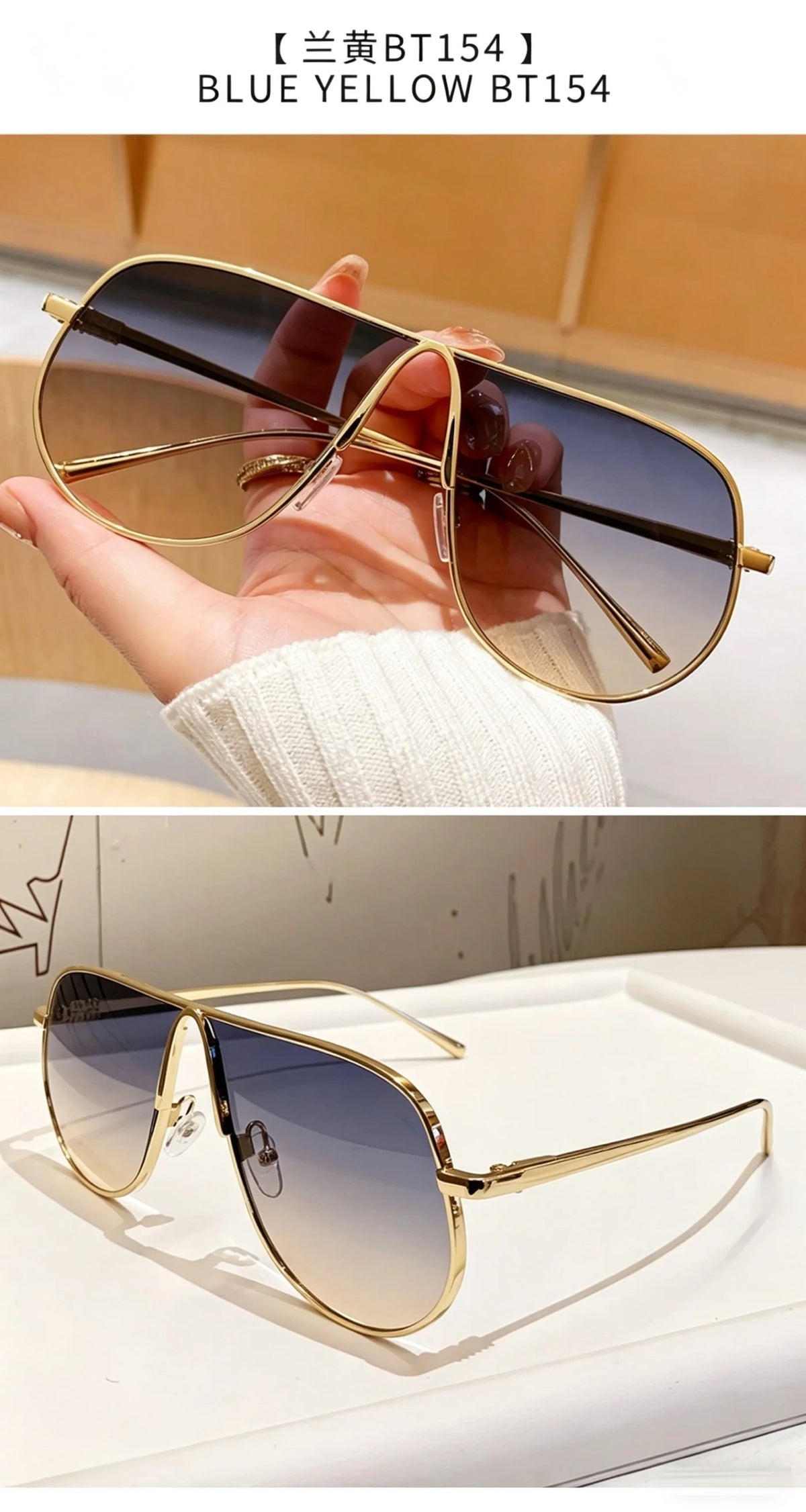 Oversized Gradient Pilot Sunglasses