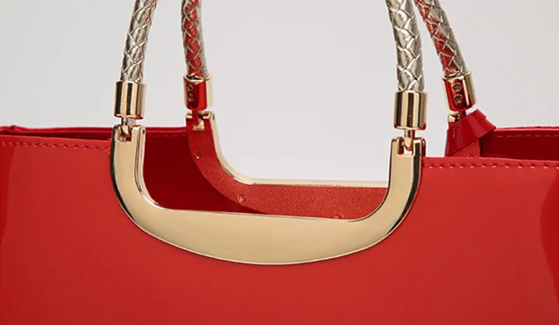 Plaid Patent Chain Evening Clutch