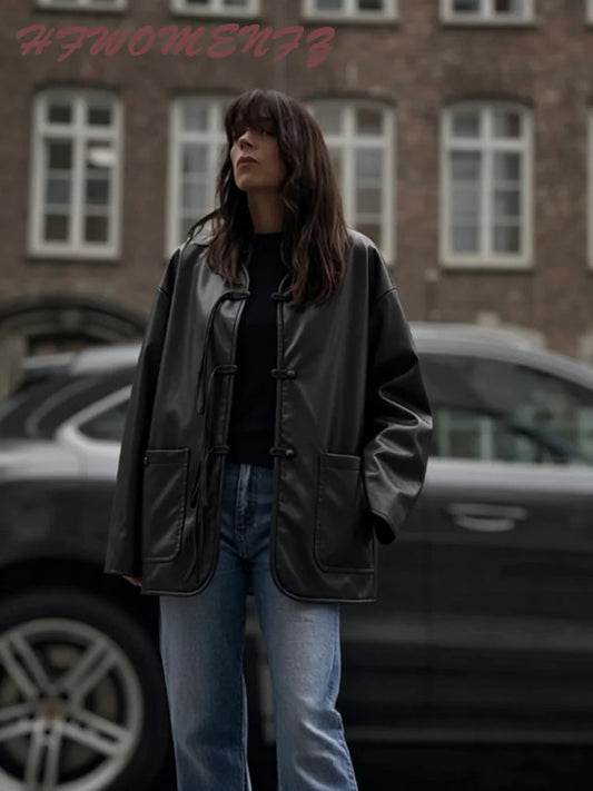 Turtleneck Pu Moto Jacket