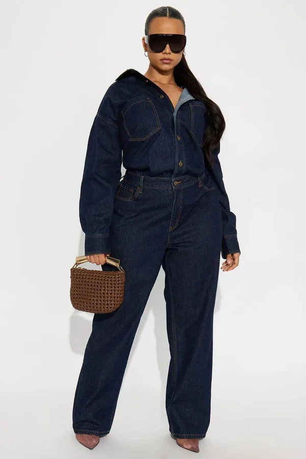 Washed Distressed Denim Jumpsuit