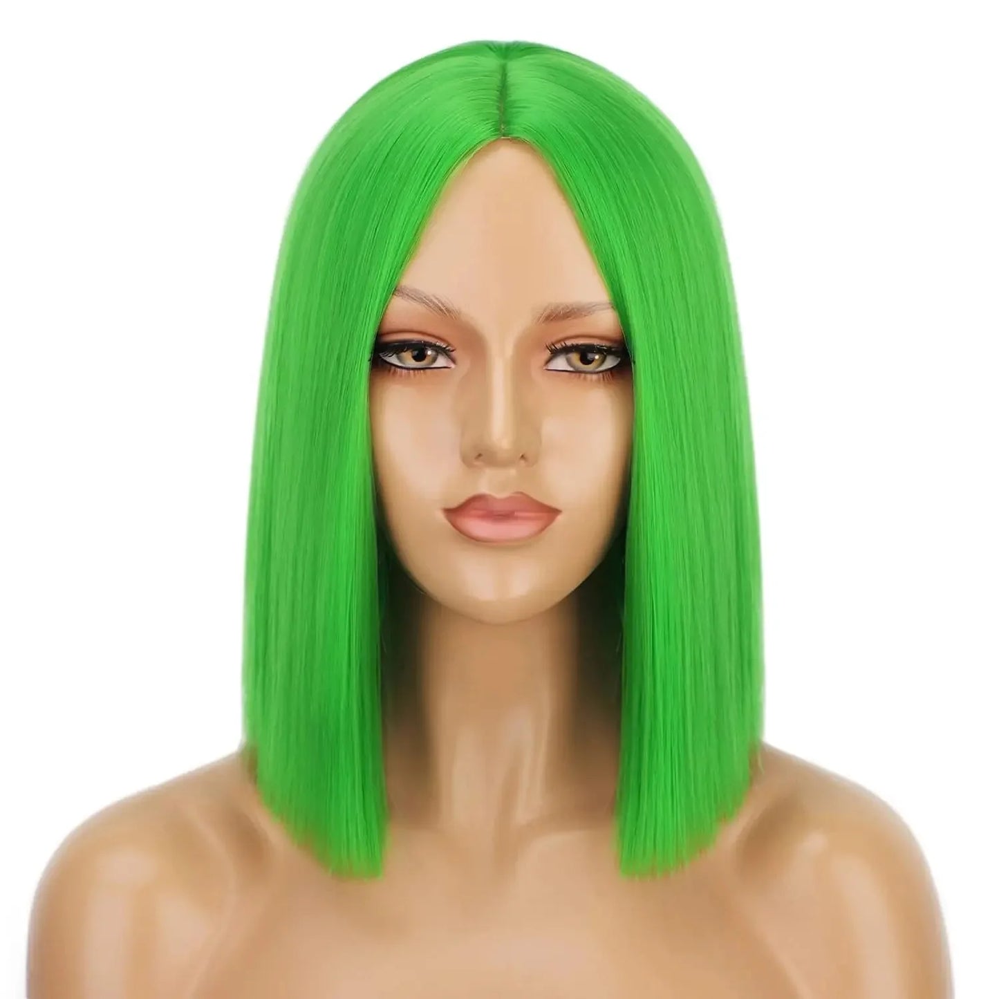 Green Synthetic Bob Wig for Women Heat Resistant Fiber