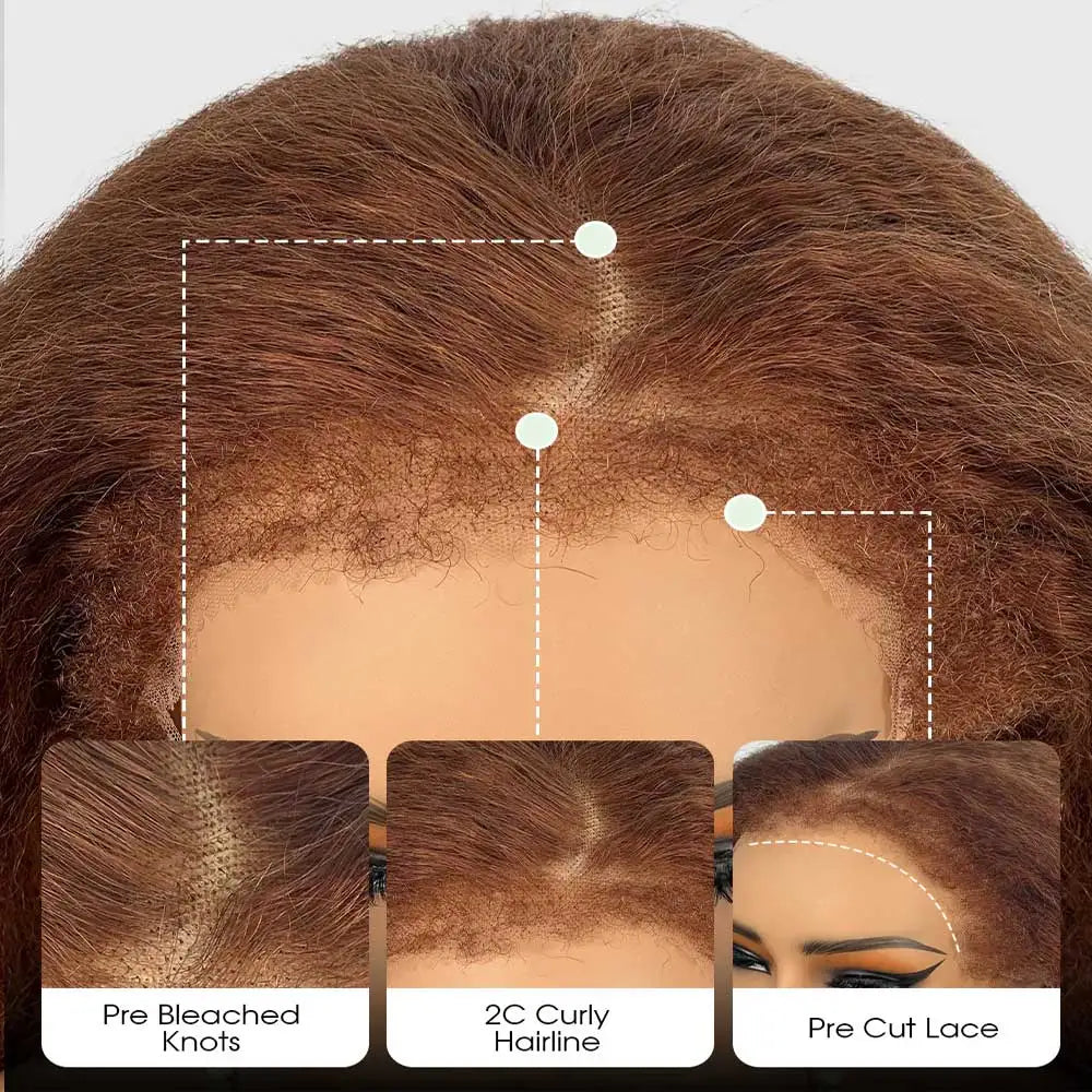 Chocolate Brown Kinky Straight Lace Front Wig for Women