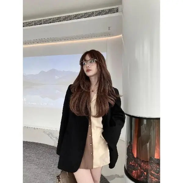 Vintage Contrast V-Neck Chiffon Blouse With Flared Sleeves for Women