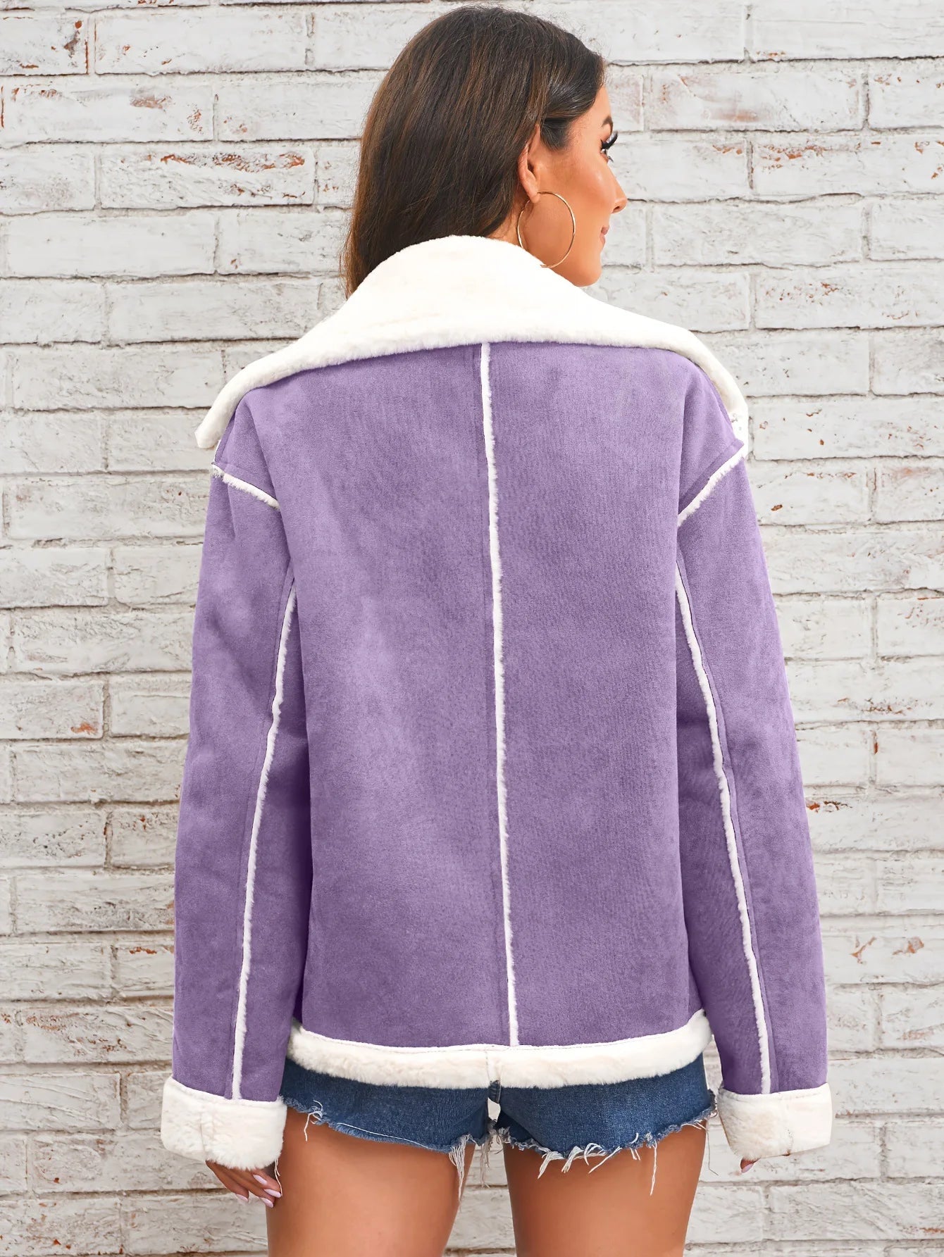 Turn Down Collar Shearling Jacket