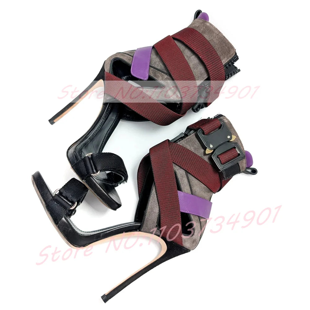 Multi Color Ankle Strap High Heel Sandals For Women