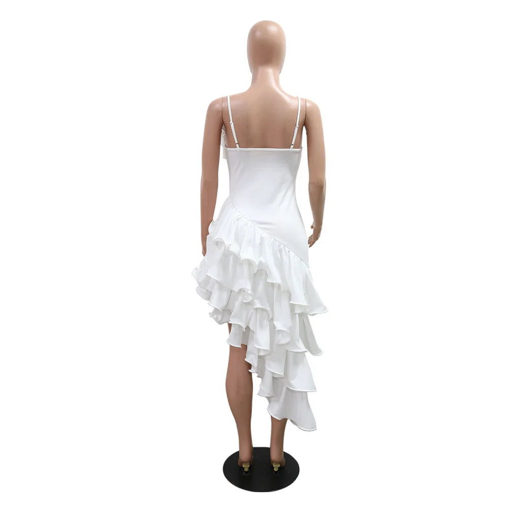 Chic Ruffled Edge Sleeveless Evening Gown for Women