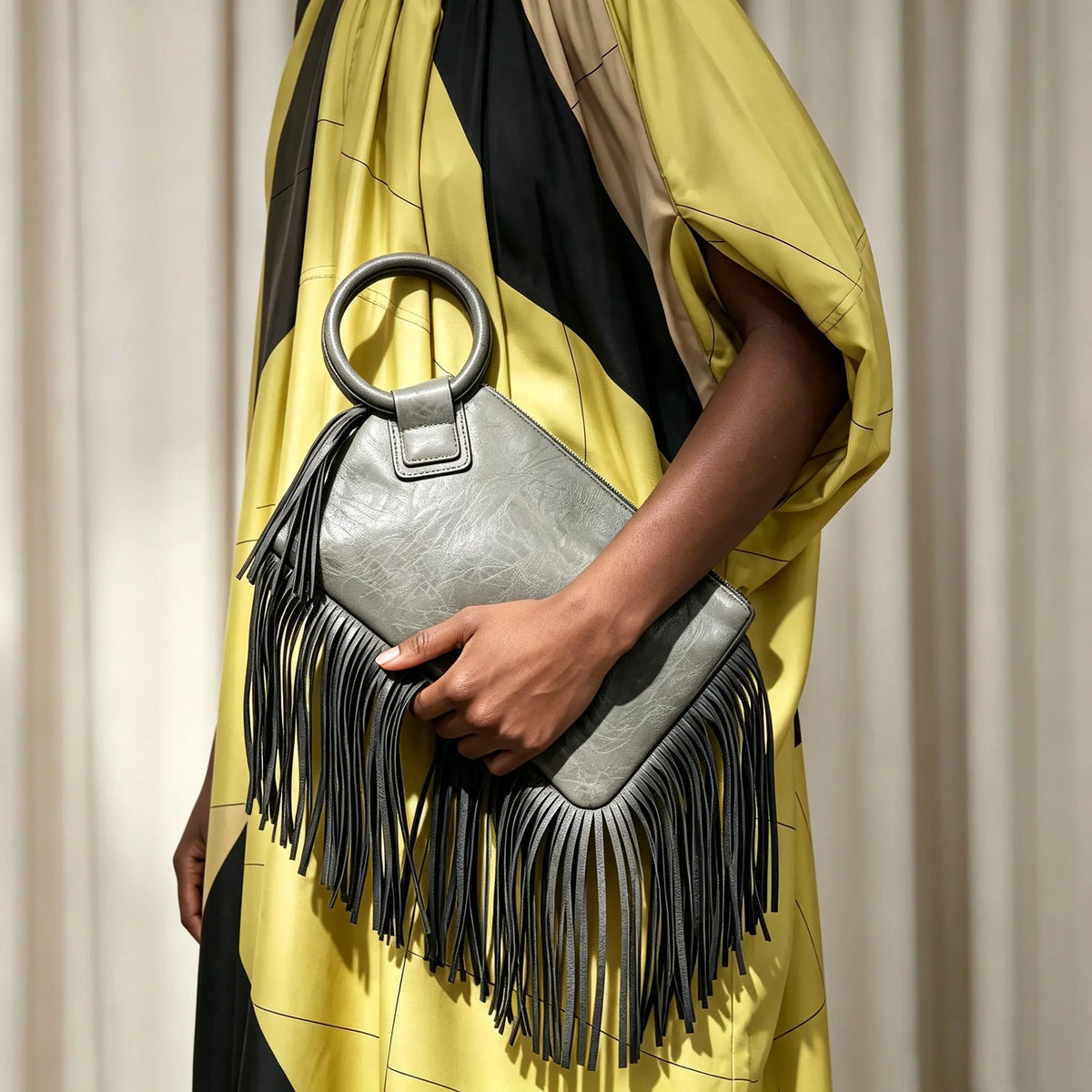 Vintage Tassel Fringe Zipper Clutch Handbag for Women