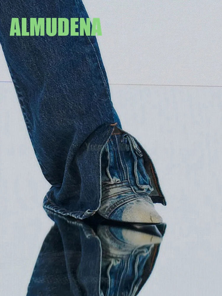 Denim Wrapped Thin High Heel Pointed Toe Pumps For Women