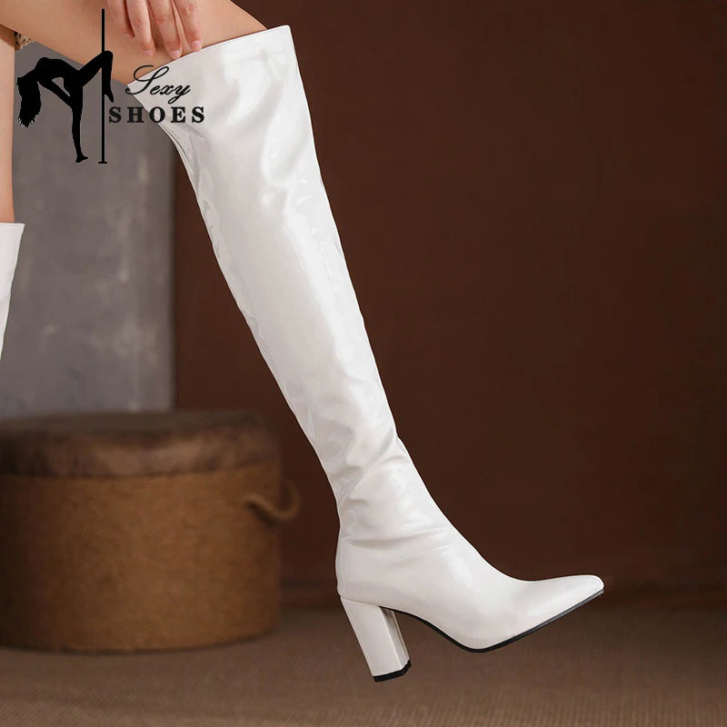 Sexy Over The Knee Boots Pointed Toe Zipper for Women
