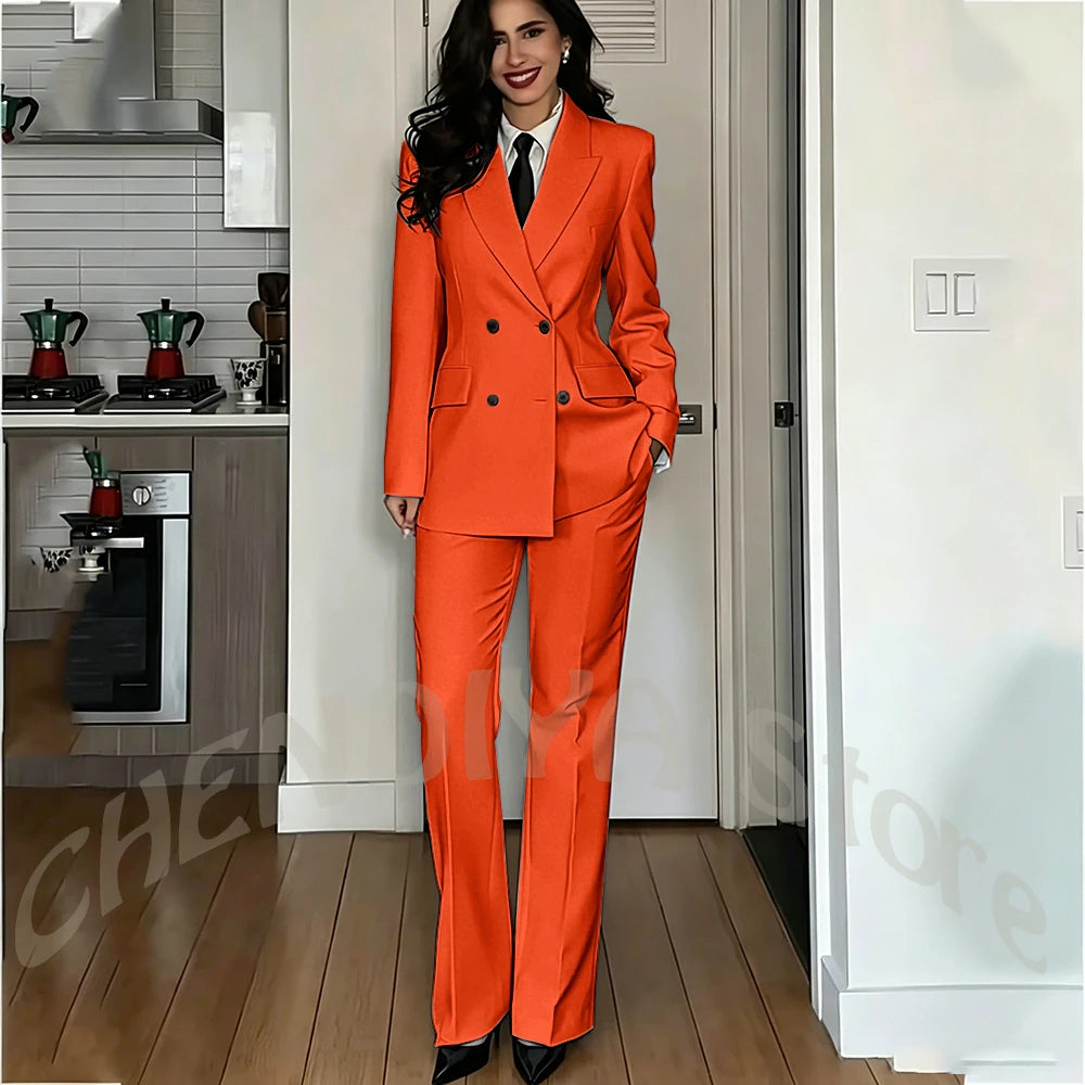 Modern Lady Pure White Suit Double Breasted Peak Lapel Casual Chic Women Suit Formal Dinner Party Business Office Outfit Costume
