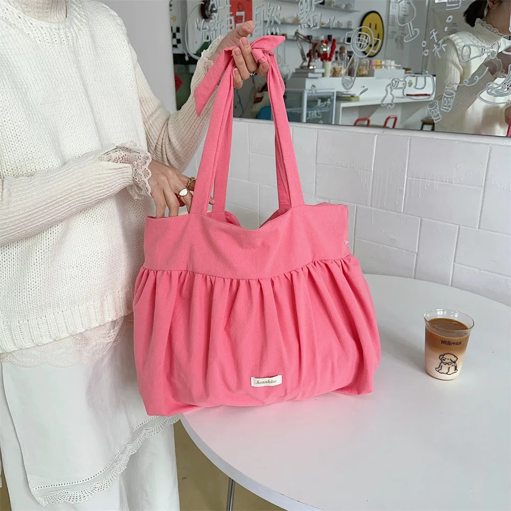 Casual Large Capacity Belted Canvas Tote Bag for Women