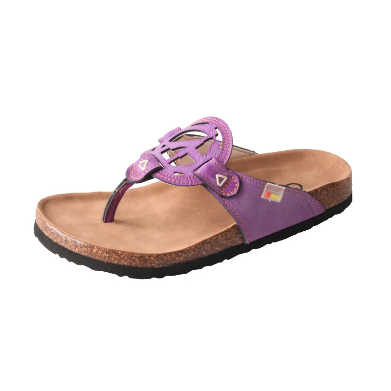 Herringbone Leather Flat Slippers