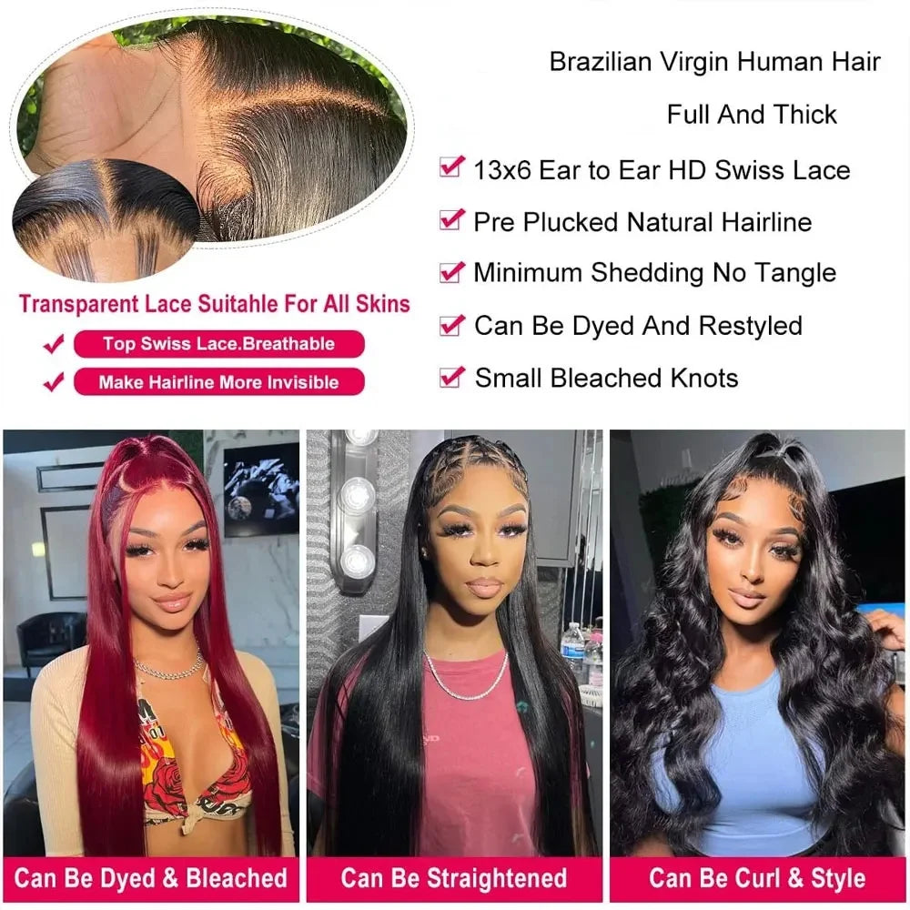 Long Straight HD Lace Front Human Hair Wig for Women