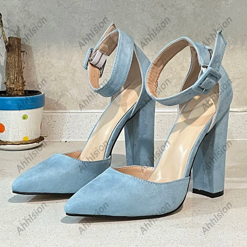 Elegant Faux Suede Pointed Toe High Heel Pumps For Women