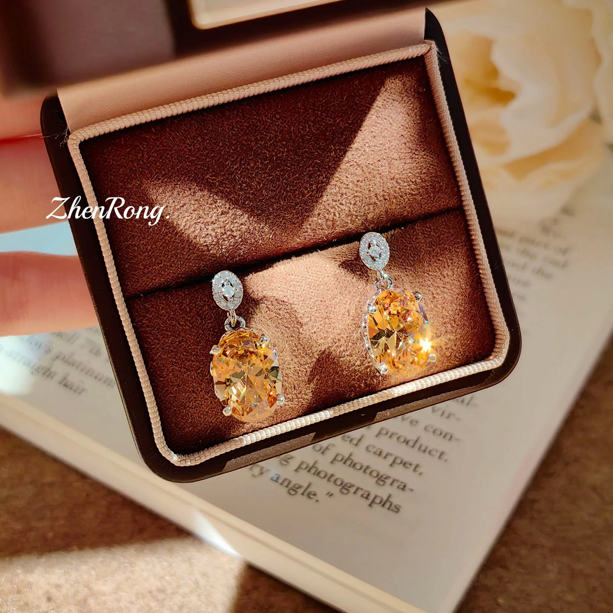 Oval Champagne Cubic Zirconia Jewelry Set for Women