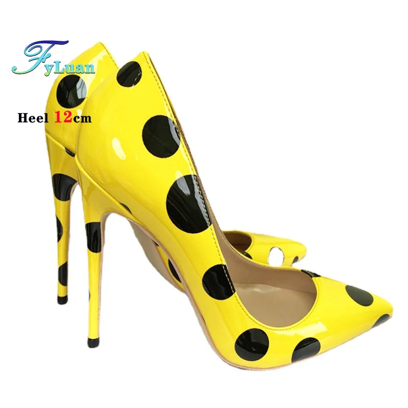 Polka Dot Pointed Toe High Heel Stiletto Pumps for Women