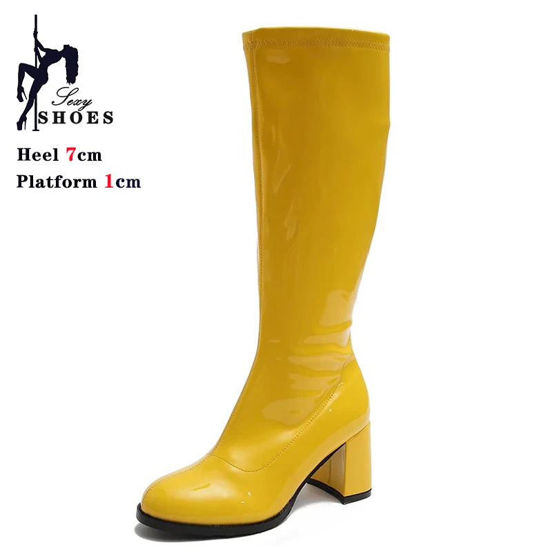 Elegant Shimmering Knee-High Go-Go Boots for Women