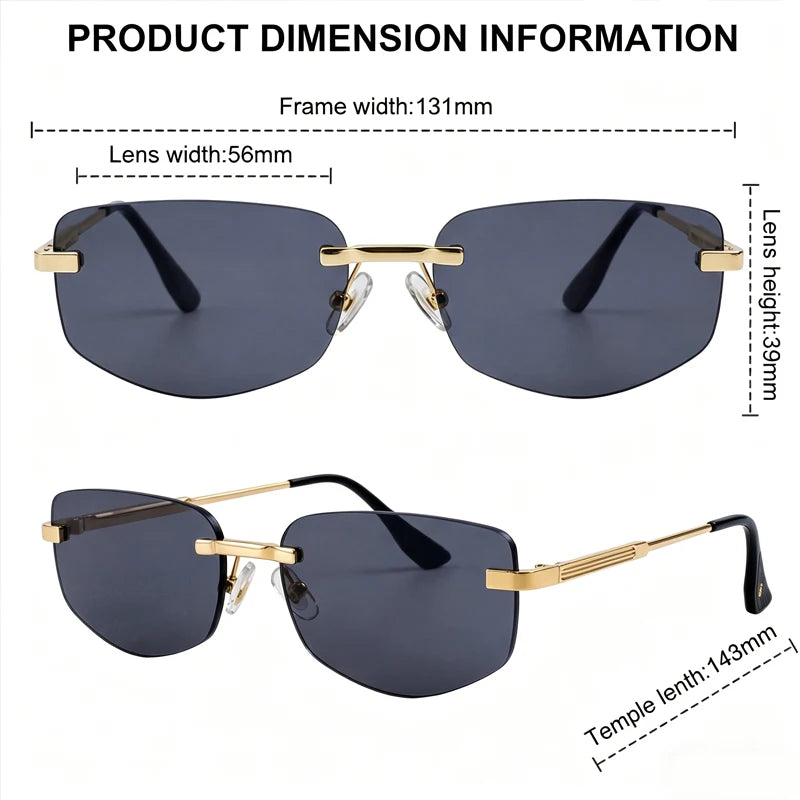 Rimless Geometric Fashion Sunglasses