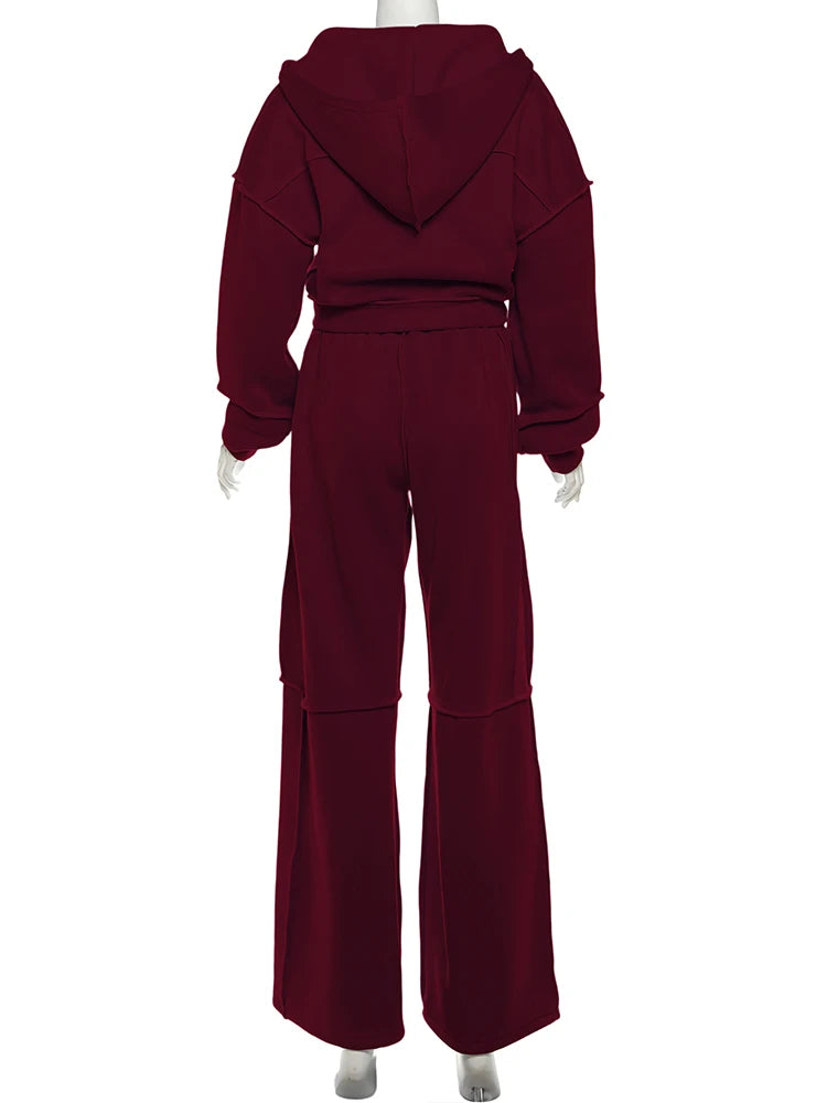Cozy Woolen Hooded Pantsuit